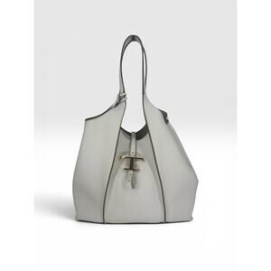 Tod's T Timeless Medium Leather Shopping Tote Bag White